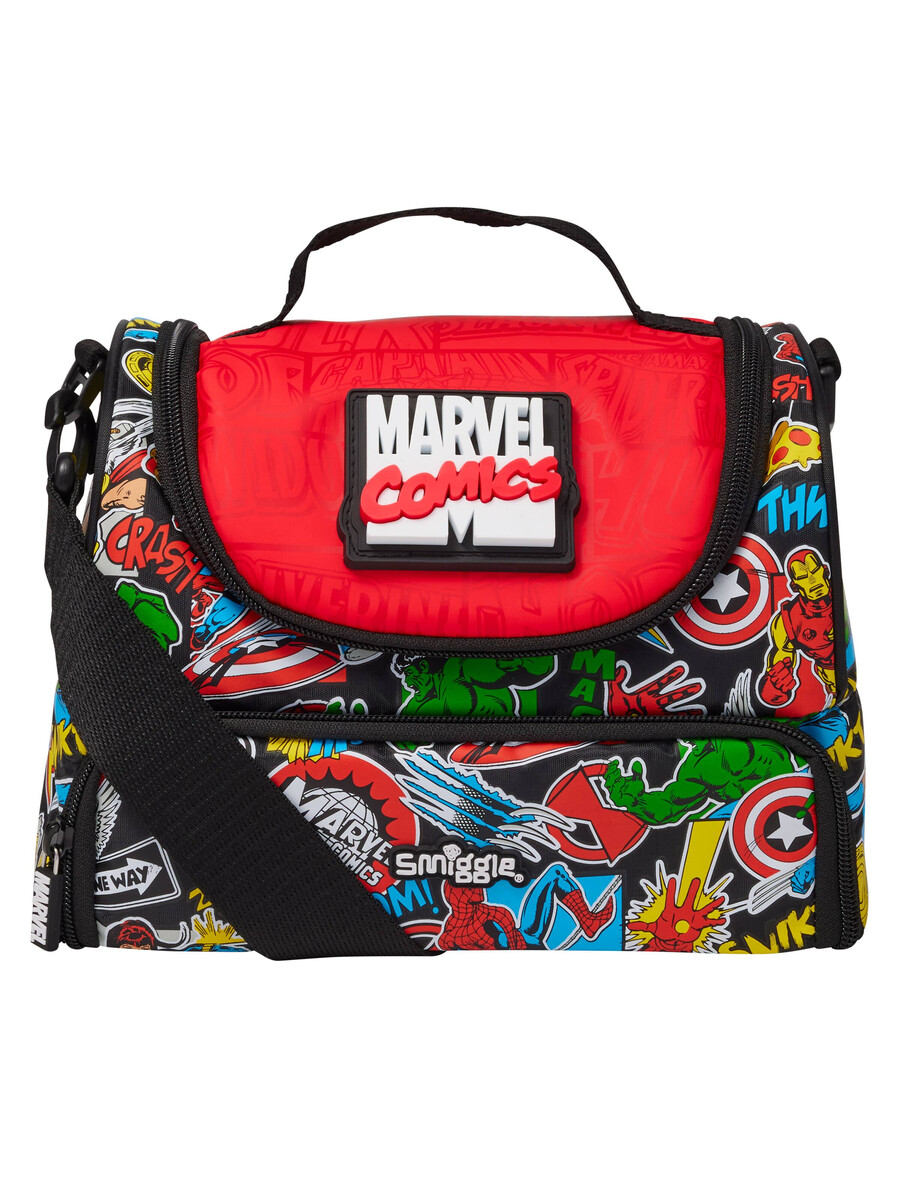 marvel große doppelfach-lunchbox mit tragegurt