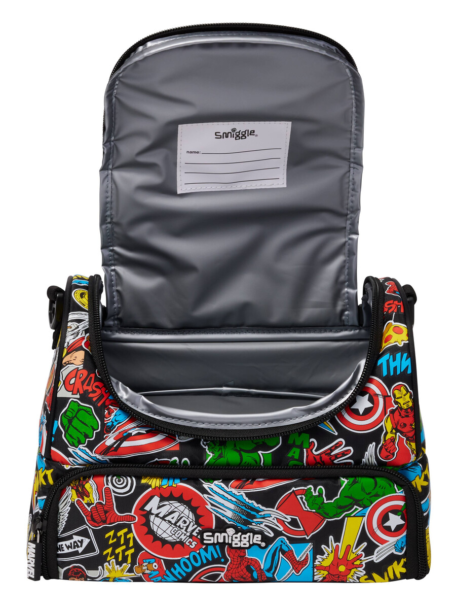 marvel große doppelfach-lunchbox mit tragegurt
