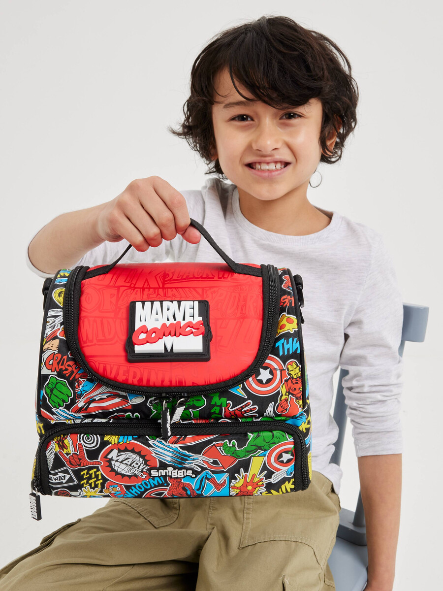 marvel große doppelfach-lunchbox mit tragegurt