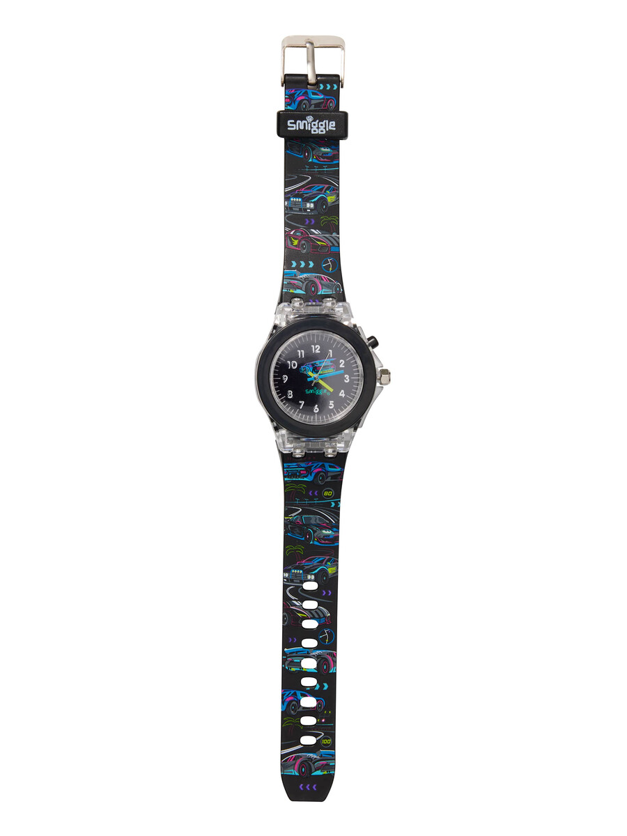 leuchtende uhr mit hellen augen